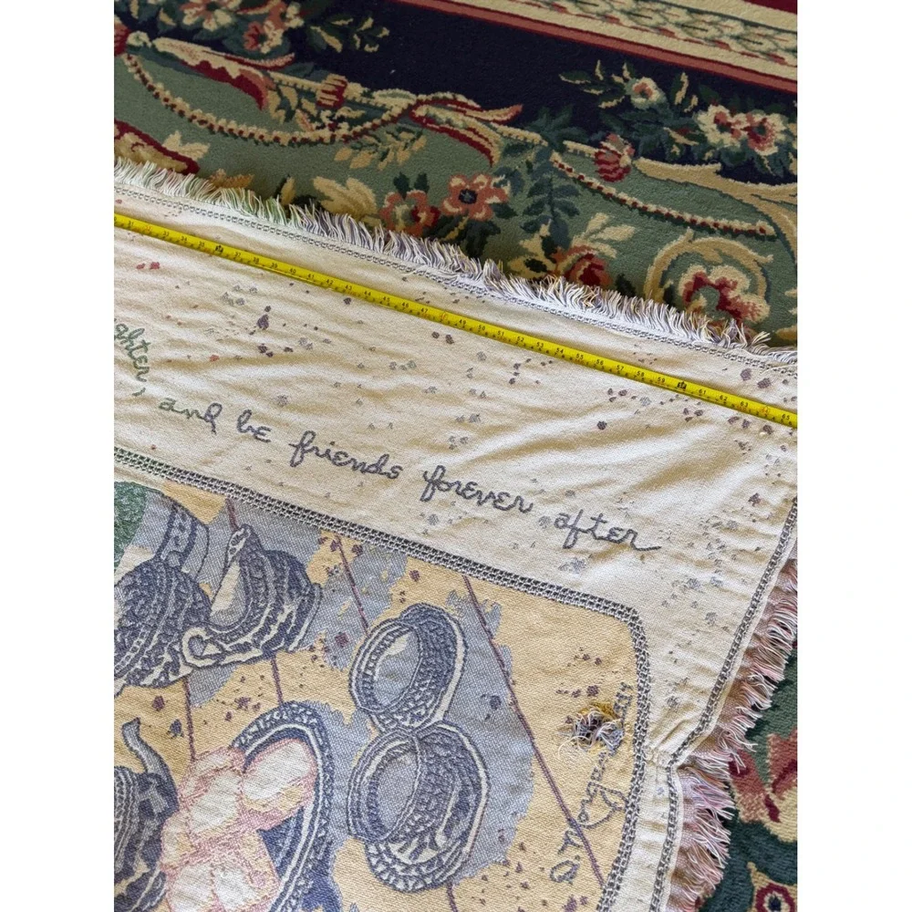 Vintage D Morgan Tea Time Woven Tapestry Throw Blanket Cottagecore‎ Fringe 69x46